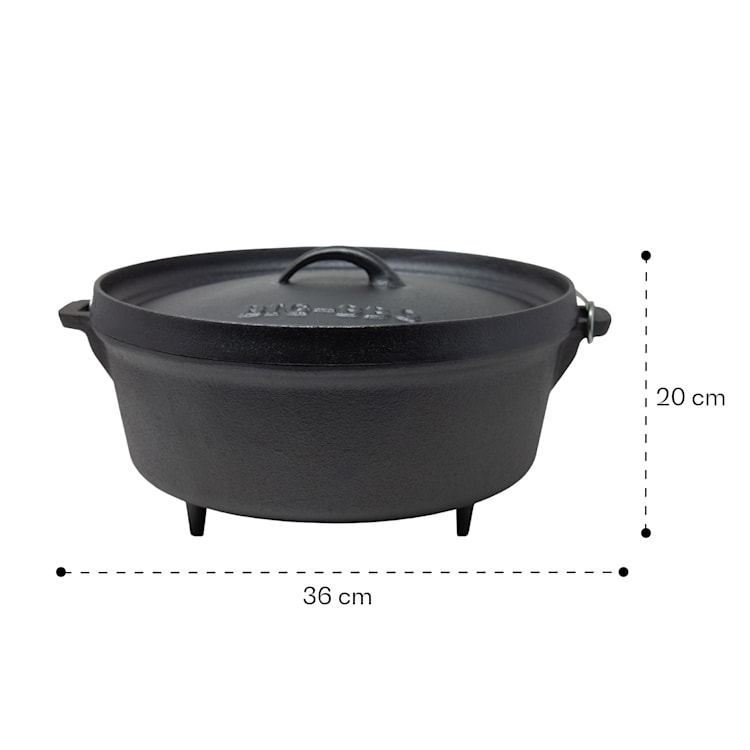 Galloway Dutch Oven 6.0 BBQ-Topf Gusseisen Standfüße Größe M / 6 qt ca. 7 Ltr / 6 qt | mit Füße