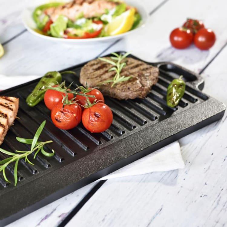 Canadienne BBQ Grillplatte 2-in1-Wendeplatte 45 x 1,5 x 23 cm (BxHxT) Gusseisen