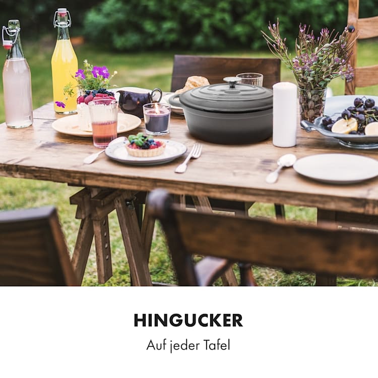 Podolica Bräter 4 Liter Kasserolle Gusseisen emailliert oval zwei Griffe Ø 28 cm | Grau