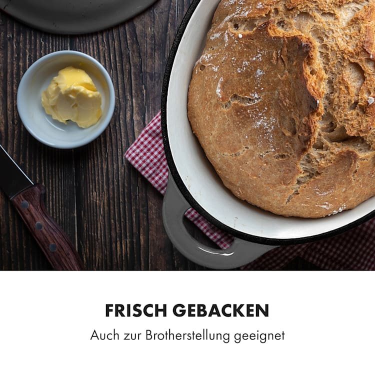 Podolica Bräter 4 Liter Kasserolle Gusseisen emailliert oval zwei Griffe Ø 28 cm | Grau