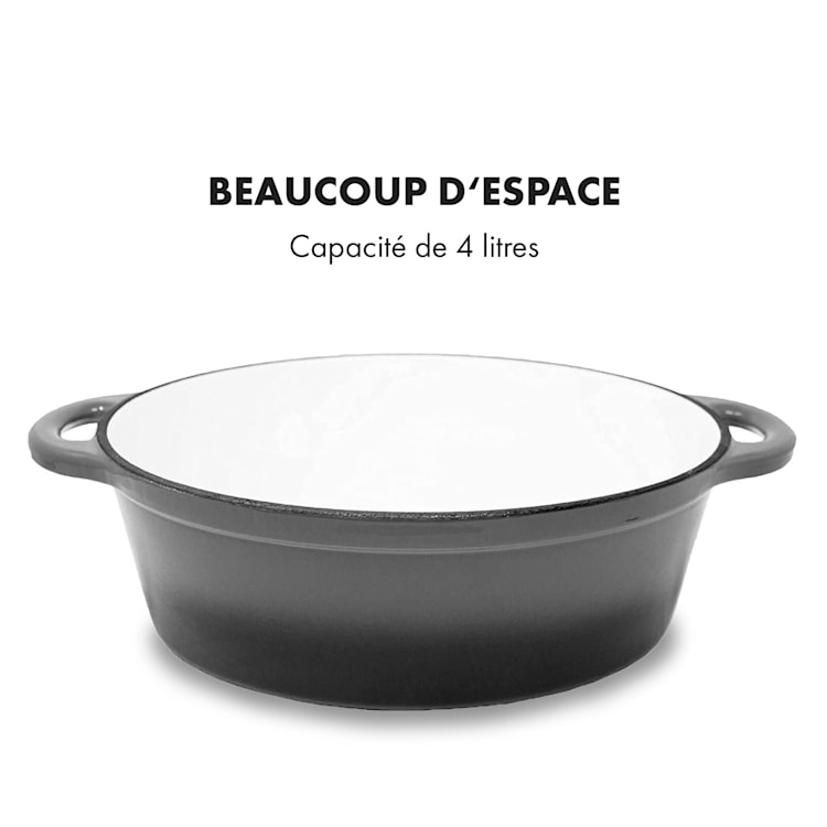 Podolica sauteuse 4 litres Casserole en fonte émaillée ovale deux poignées Ø 28 cm | Gris