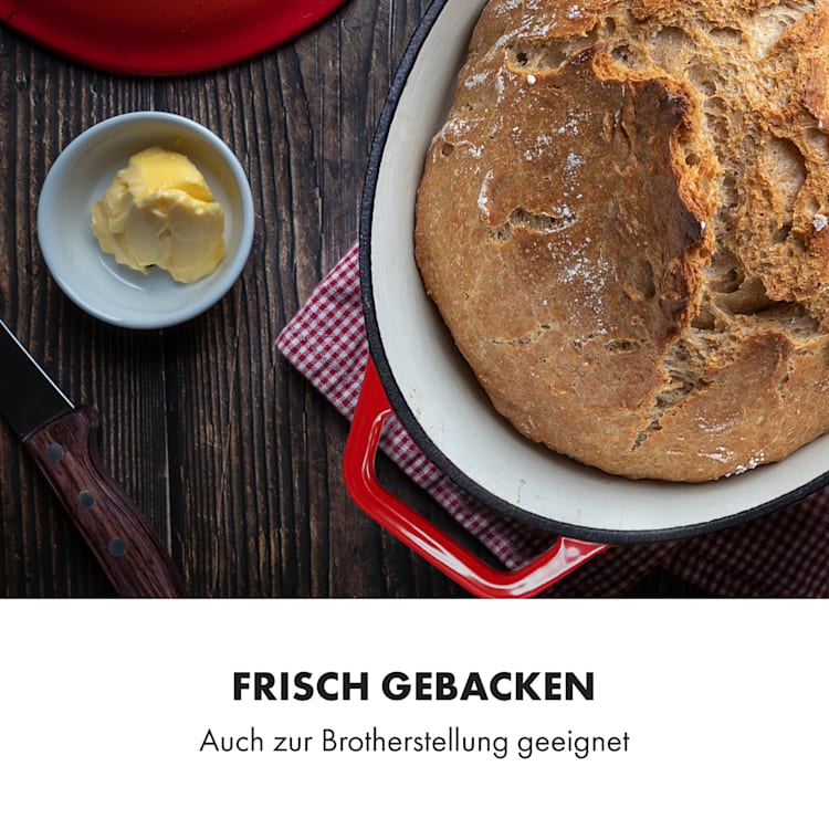 Podolica Bräter 5,5 Liter Kasserolle Gusseisen emailliert oval zwei Griffe Ø 33 cm | Rot