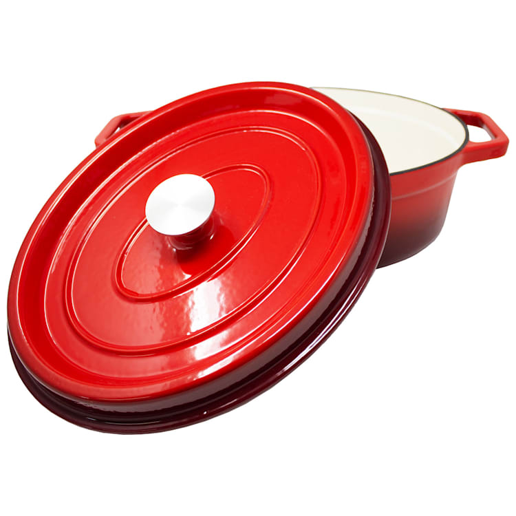 Olla Podolica 5,5 litros, cacerola de hierro fundido esmaltado ovalada dos asas Ø 33 cm