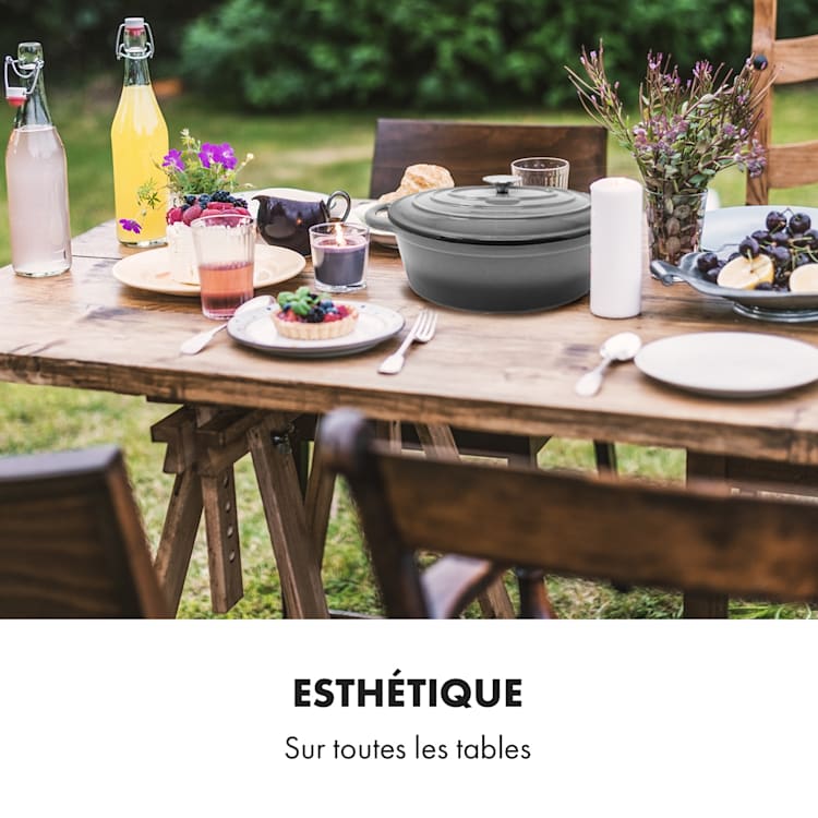 Podolica sauteuse 5,5 litres Casserole en fonte émaillée ovale deux poignées Ø 33 cm | Gris
