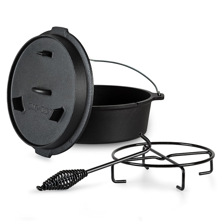 Guernsey Premium Dutch Oven 6.0 BBQ-Topf Gusseisen voreingebrannt Größe M / 6 qt ca. 7 Ltr / 6 qt | ohne Füße