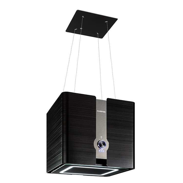 Futurelight Smart Inselabzugshaube Umluft 420m³/h LED Edelstahl Schwarz