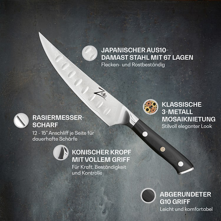 Alpha-Royal Japanese Serie 6" Ausbeinmesser Japanischer AUS10 Damaszener-Stahl Filetmesser