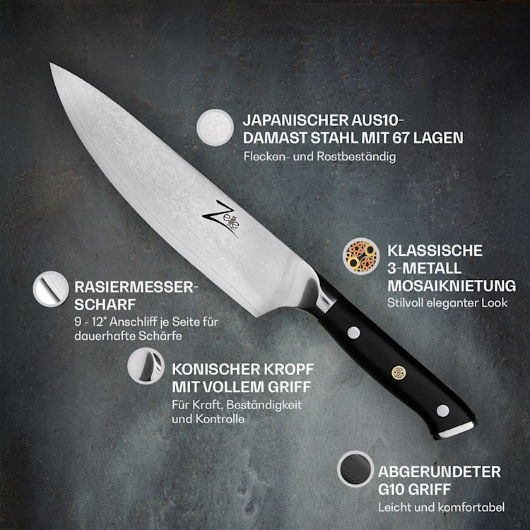 Alpha-Royal Japanese Serie 8" Chefkochmesser Damaszener-Stahl 8" Kochmesser
