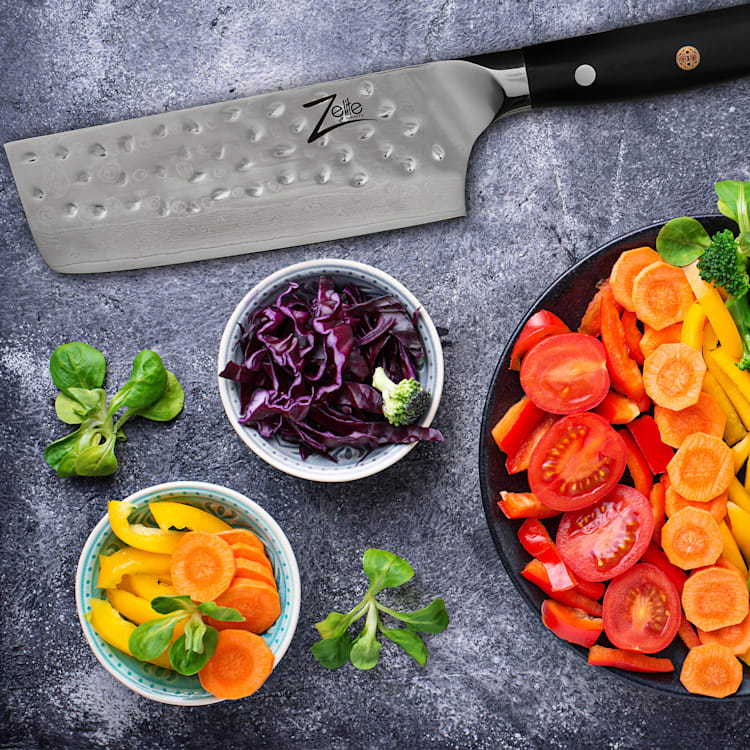 Couteau de chef Nakiri de 6" de la série japonaise Alpha-Royal acier de Damas Nakiri knife