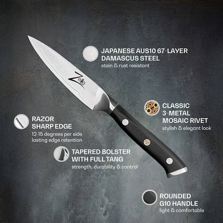 Couteau à éplucher de 4" de la série japonaise Alpha-Royal acier de Damas 67 couches Paring knife