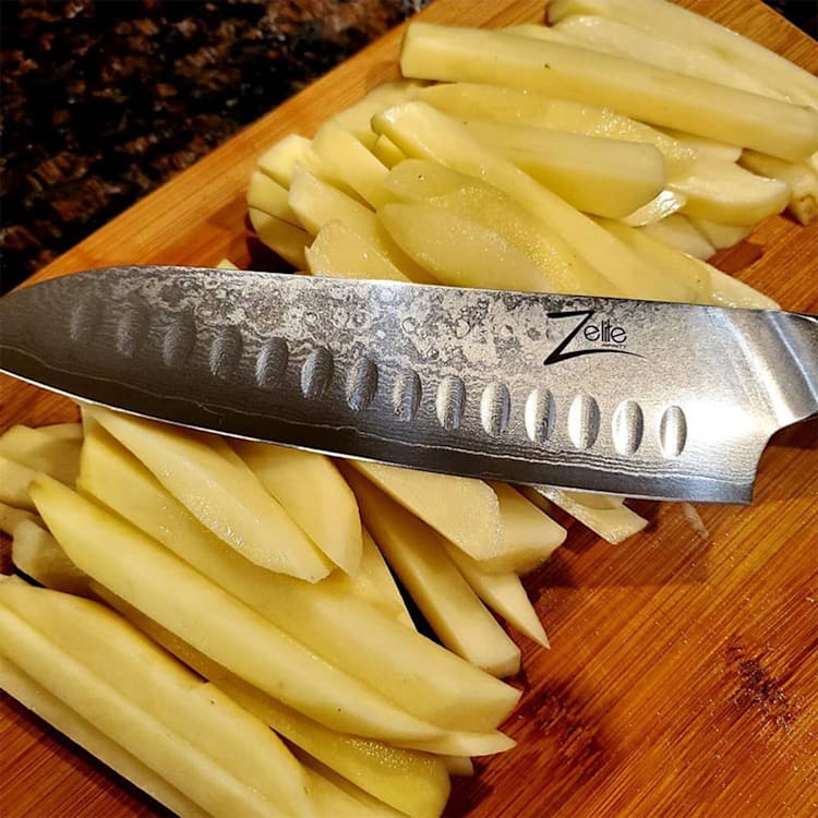 Couteau Santoku 7" de la série japonaise Alpha-Royal acier de Damas Santoku knife