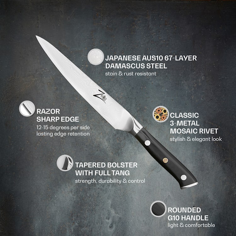 Couteau universel 6" de la série japonaise Alpha-Royal acier de Damas 67 couches Utility knife