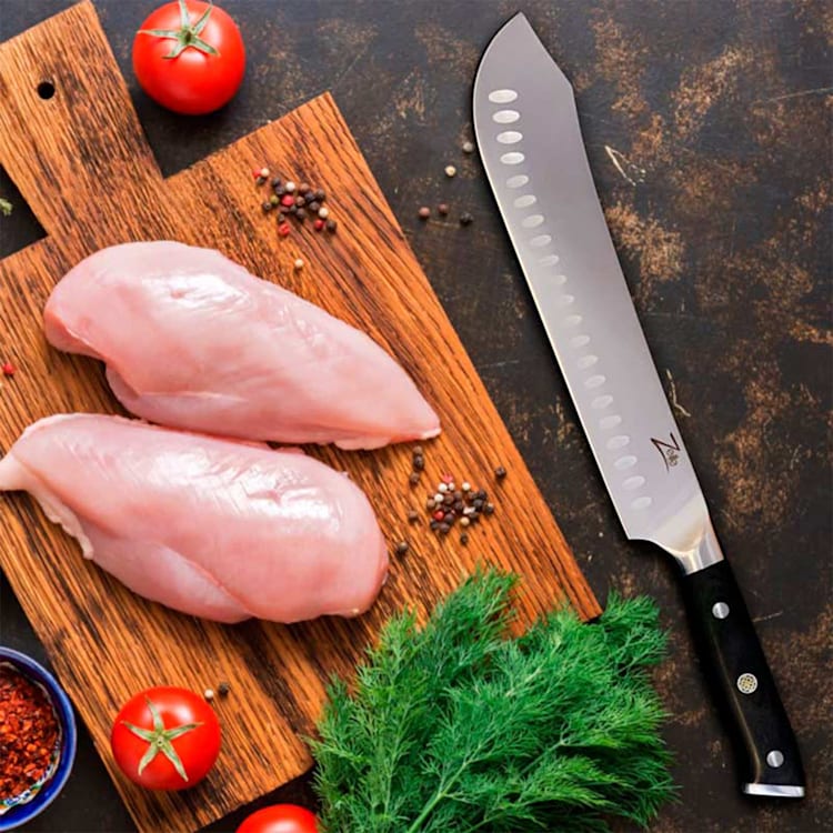 Couteau à viande Alpha-Royal German 10" acier inoxydable56 HCR Alvéolé Meat knife