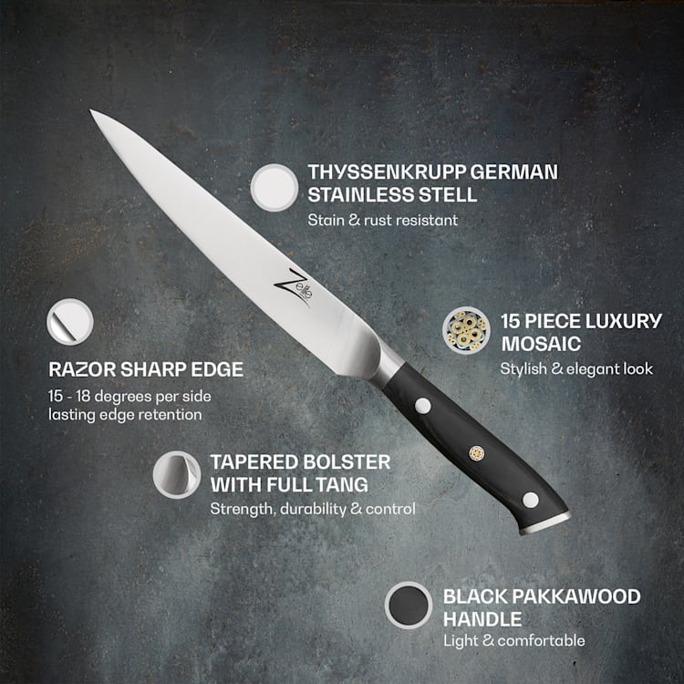 Cuchillo multiusos de 6" alemán Alpha-Royal 56 HCR de acero inoxidable Cuchillo doméstico