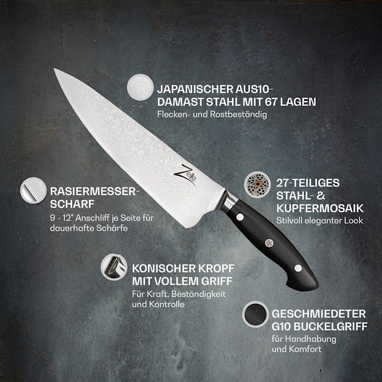 Executive-Plus Serie 8" Kochmesser 61 HRC Edelstahl 8" Kochmesser