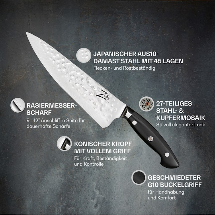 Executive-Plus Serie 8" Celebrity Kochmesser 61 HRC Damaszenerstahl 8" Celebrity Kochmesser