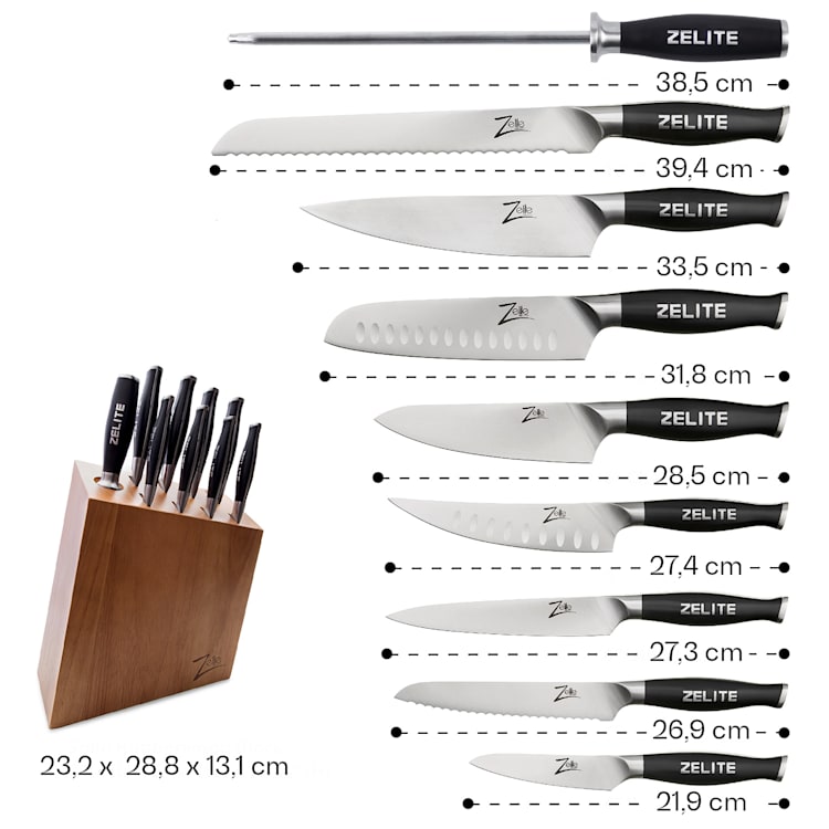Comfort Pro Serie Messer-Set 8 Messer Block Wetzstahl Messerblock Set