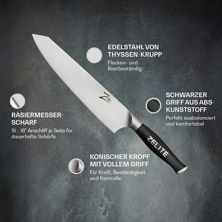 Comfort Pro Serie 9" Kiritsukemesser 56 HRC Edelstahl Kritsukemesser