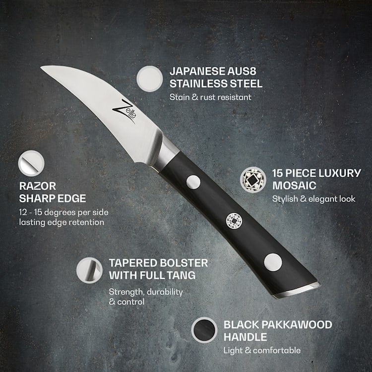 Cuchillo para pelar de 2,75" de la serie Razor-Edge de acero inoxidable de 59 HRC Cuchillo de afilar