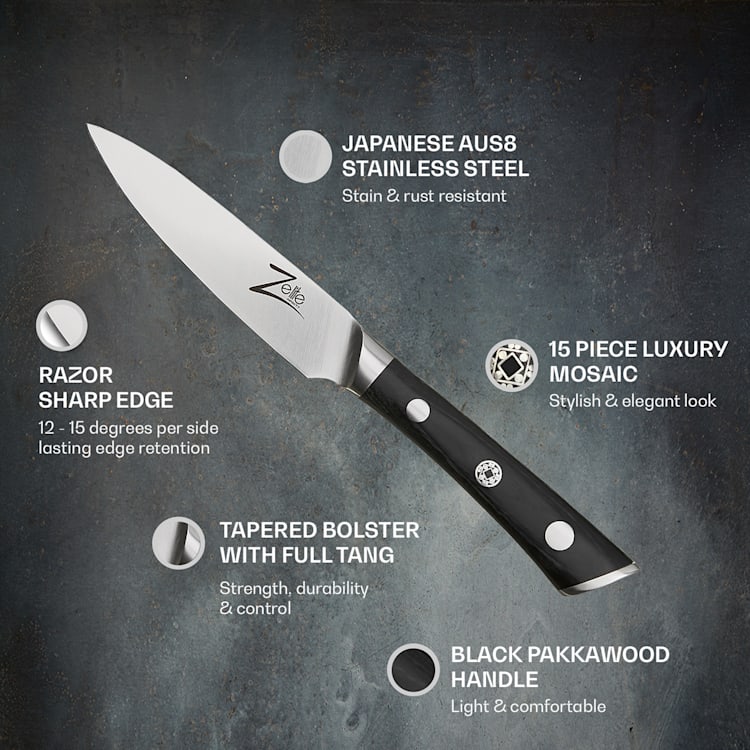 Cuchillo para pelar de 4" de la serie Razor-Edge de acero inoxidable de 59 HRC Cuchillo de pelar
