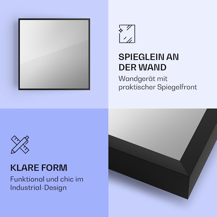 La Palma 500 smart 2-in-1 Heizgerät Infrarot Konvektor 60x60cm 500W Spiegelfront 500 W (60 x 60 cm) | Schwarz