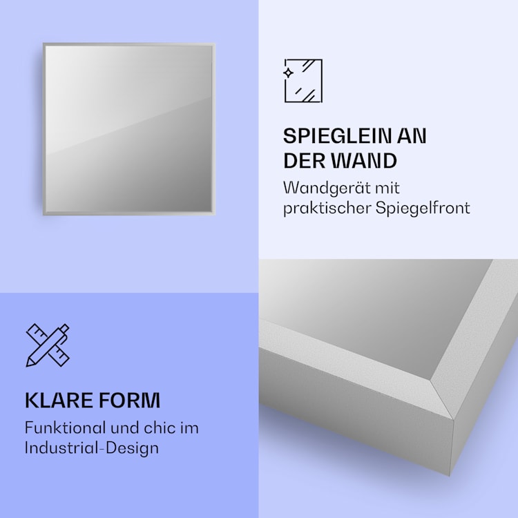 La Palma 500 smart 2-in-1 Heizgerät Infrarot Konvektor 60x60cm 500W Spiegelfront 500 W (60 x 60 cm) | Silber