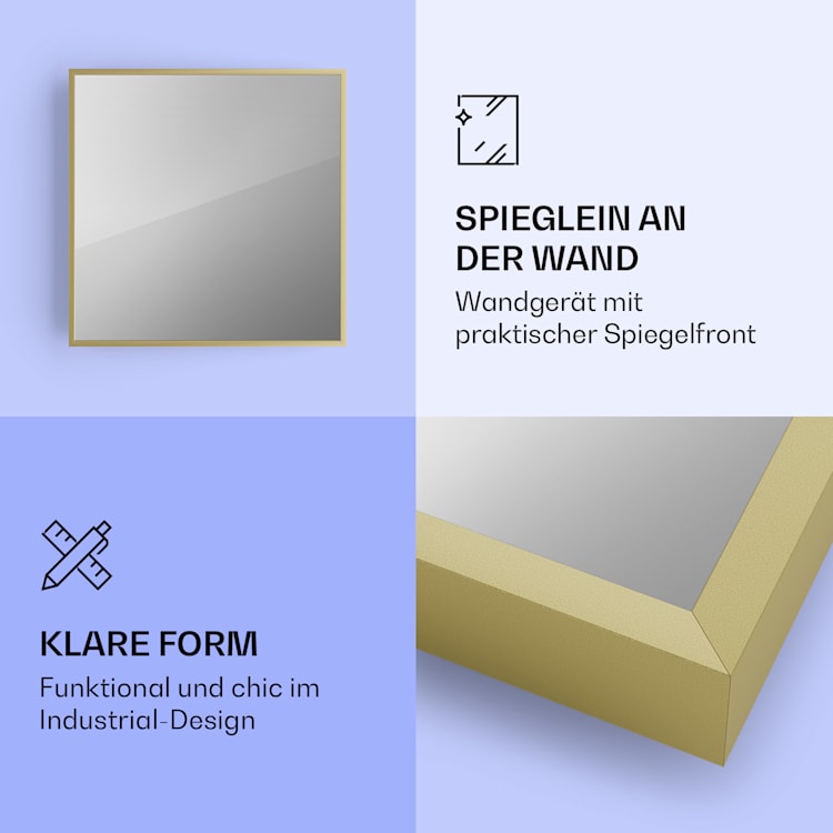 La Palma 500 smart 2-in-1 Heizgerät Infrarot Konvektor 60x60cm 500W Spiegelfront 500 W (60 x 60 cm) | Gold