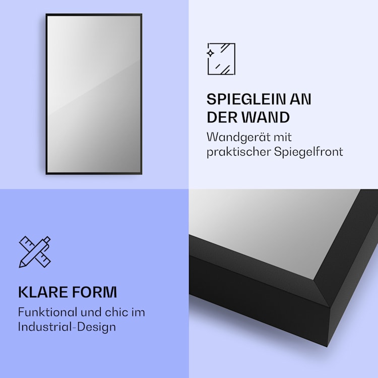 La Palma 1000 smart 2-in-1 Heizgerät Infrarot Konvektor 120x60cm 1000W Spiegel 1000 W (60 x 120 cm) | Schwarz