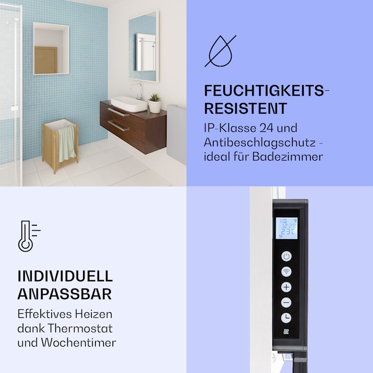 La Palma 1000 smart 2-in-1 Heizgerät Infrarot Konvektor 120x60cm 1000W Spiegel 1000 W (60 x 120 cm) | Weiß