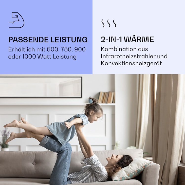 La Palma 900 smart Infrarotstrahler Konvektor 40x160cm 900W Spiegel Standfuß 900 W (40 x 160 cm) | Schwarz