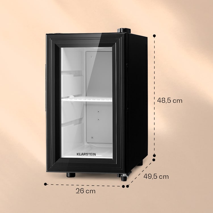 Brooklyn 23 Slim Kühlschrank LED Kunststoff-Einsatz Glastür Schwarz