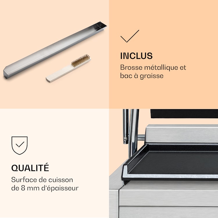 Grillexpress 3600 gril de contact Paninimaker 2x1800W acier inoxydable fonte Surface de gril lisse | Acier inoxydable