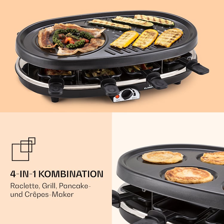 All-U-Can-Grill Raclette Raclette-Grill mit Zubehör 4-in-1 für 8 Personen