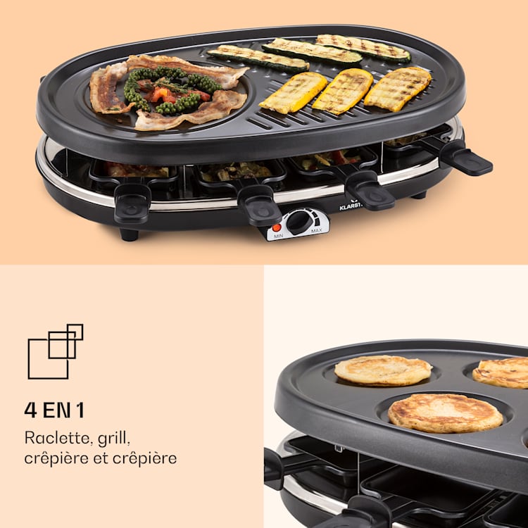 All-U-Can-Grill Appareil à raclette avec accessoires 4-en-1 pour 8 personnes