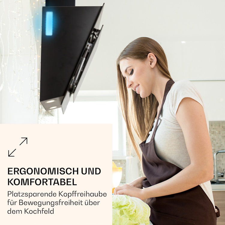 Aurora Eco 60 Dunstabzugshaube 550 m³/h 60cm kopffrei Ambientelicht EEC A+ Schwarz | 60 cm