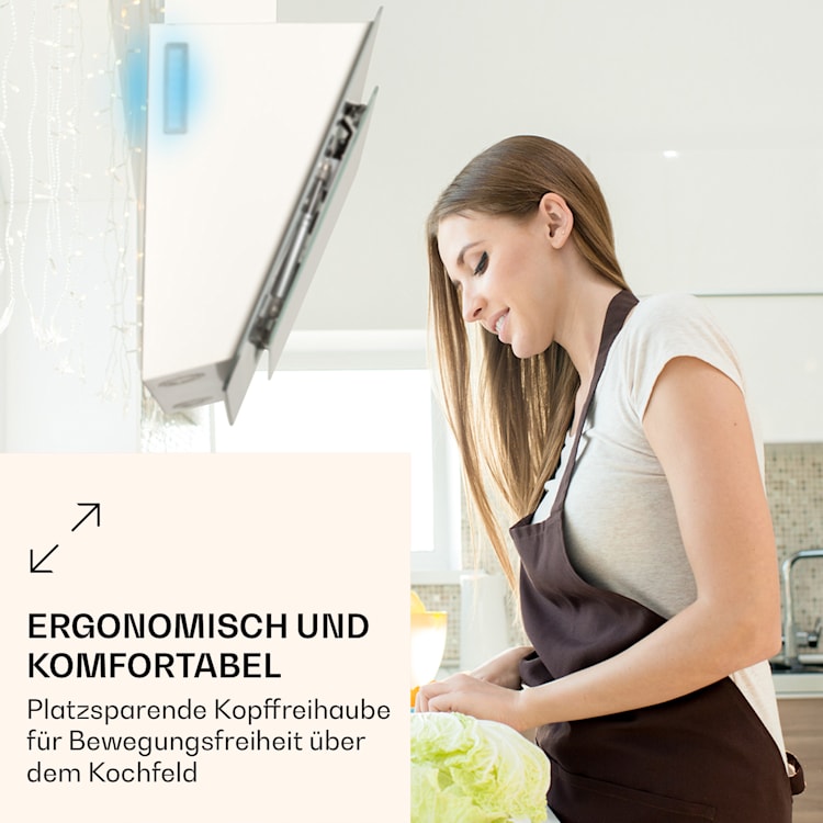 >Aurora Eco 60 Dunstabzugshaube 550 m³/h 60cm kopffrei Ambientelicht EEC A+ Weiß | 60 cm