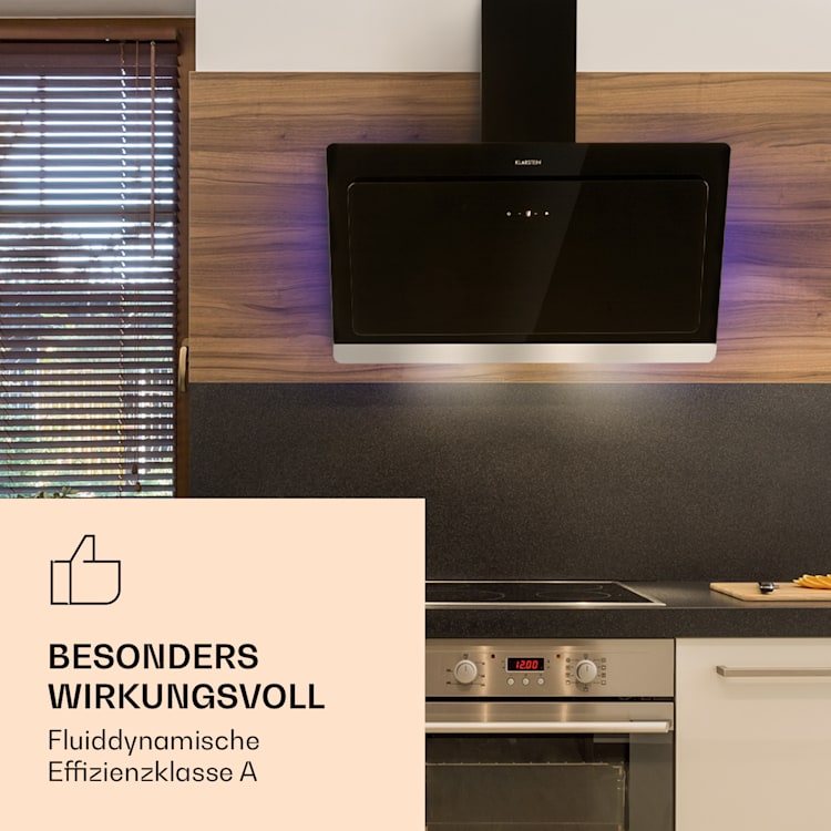 Aurora Eco 90 Dunstabzugshaube 550 m³/h 90cm kopffrei Ambientelicht EEC A+ Schwarz | 90 cm