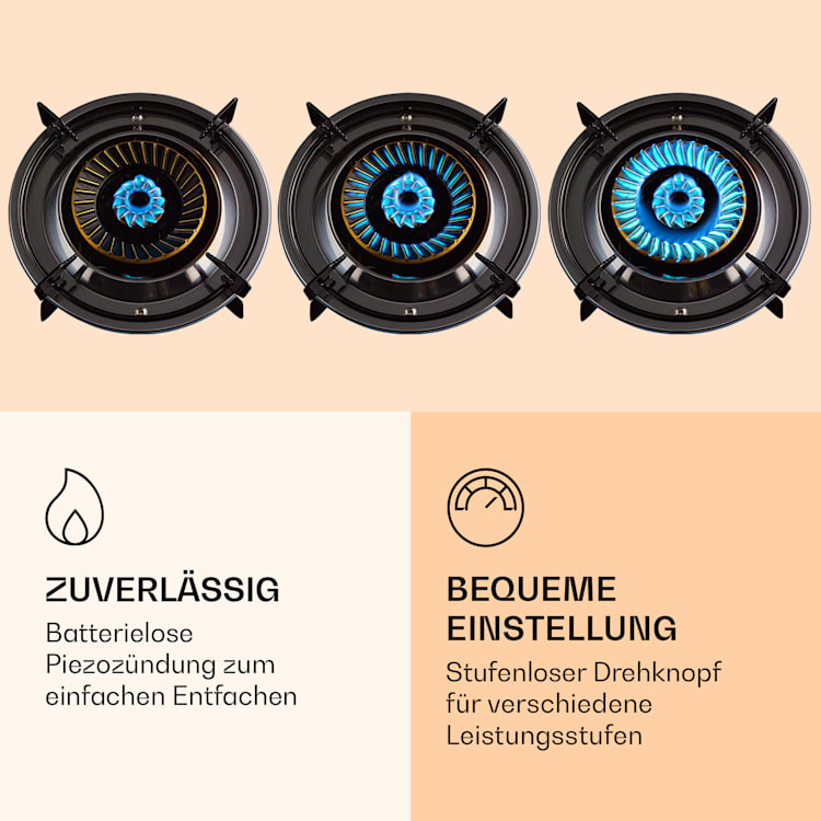 Barzona 2 Campingkocher 2 Brenner 3,4 kW & 4,3 kW Glasplatte & Edelstahlgehäuse 2 Brenner | Mit Gasschlauch & Druckminderer
