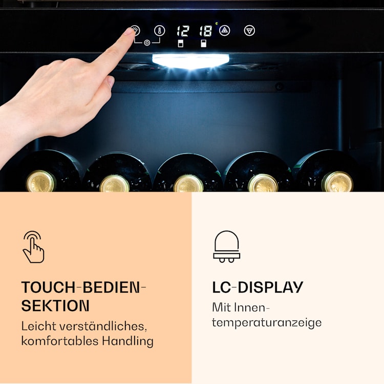 Barossa 54 Duo Weinkühlschrank 2 Zonen 148 Liter 54 Flaschen Touch-Display schwarz