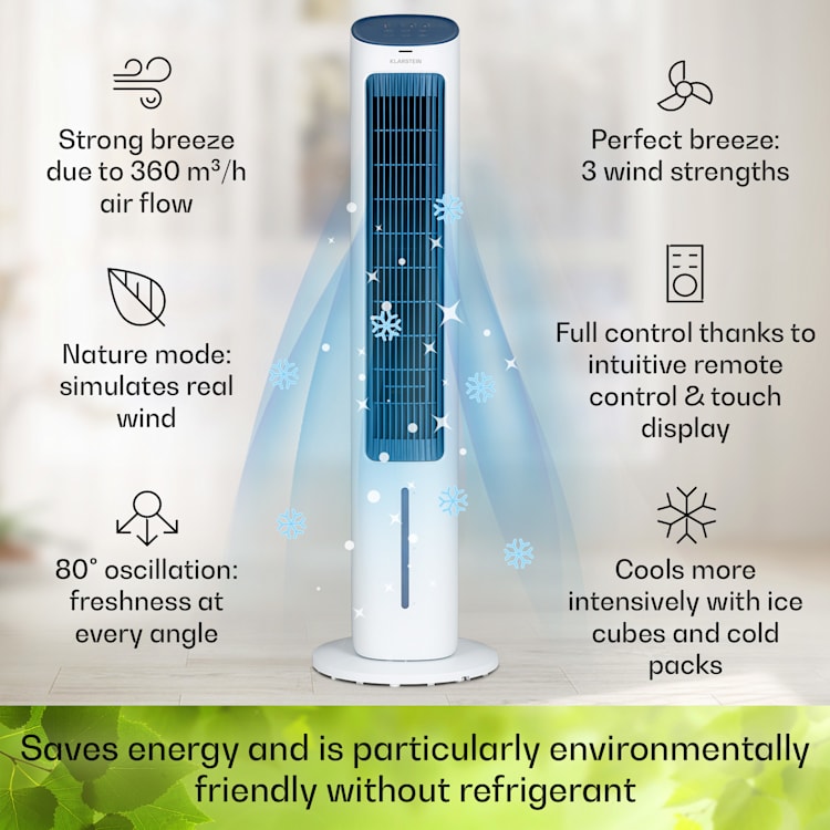 Mistral 5-in-1 air cooler fan humidifier ioniser 360 m³/h remote control White