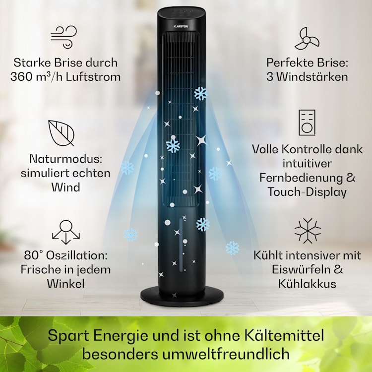 Mistral 5-in-1 Luftkühler Ventilator Luftbefeuchter Ionisator 360 m³/h Fernbedienung Schwarz