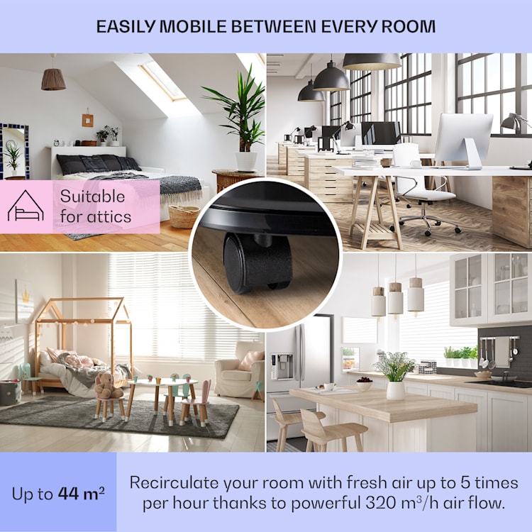 Novi Breeze 9, mobilni klima uređaj, 4 u 1, 9.000 BTU / 2,6 kW, EEC A, kotači, mjerač vremena Crna