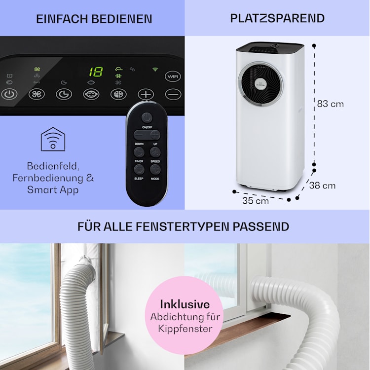 Kraftwerk Eco Smart 11 Klimaanlage 3-in-1 11.500 BTU App-Steuerung Fernbedienung 11.500 BTU | Weiß