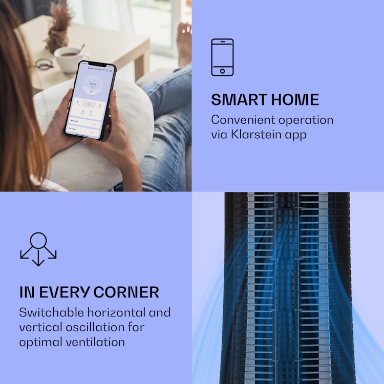 Skyscraper Ice Smart, 4-in-1, Răcitor de aer și ventilator, WiFi, 210m³/h, telecomandă de la distanță Negru