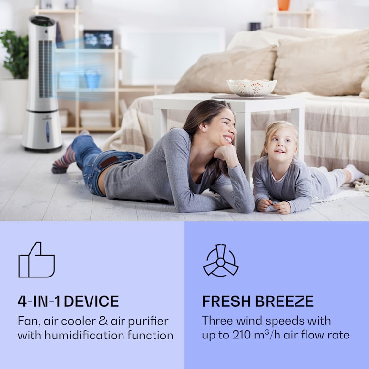 Skyscraper Ice Smart, 4-in-1, Răcitor de aer și ventilator, WiFi, 210m³/h, telecomandă de la distanță Gri