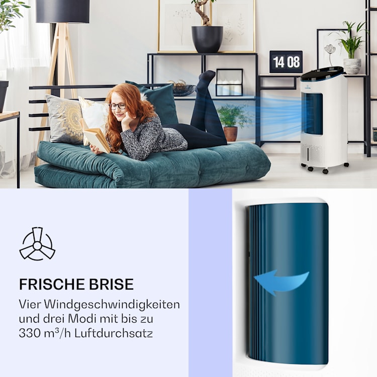 IceWind Plus Smart 4-in-1 Luftkühler Ventilator Luftbefeuchter Luftreiniger App-Steuerung Blau