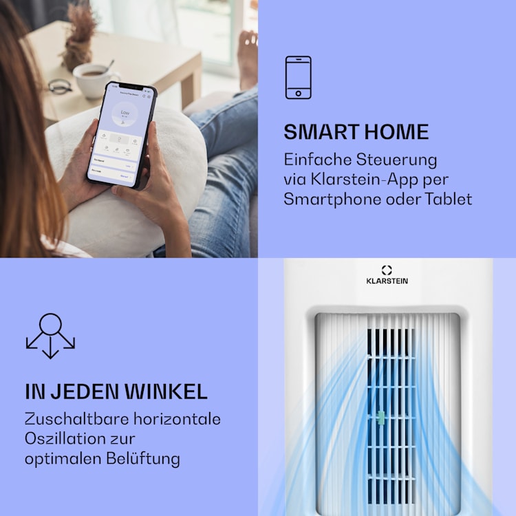 IceWind Plus Smart 4-in-1 Luftkühler Ventilator Luftbefeuchter Luftreiniger App-Steuerung Weiß