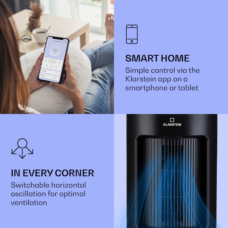 IceWind Plus Smart 4-in-1 Air Cooler Fan Humidifier Air Purifier App Control Black