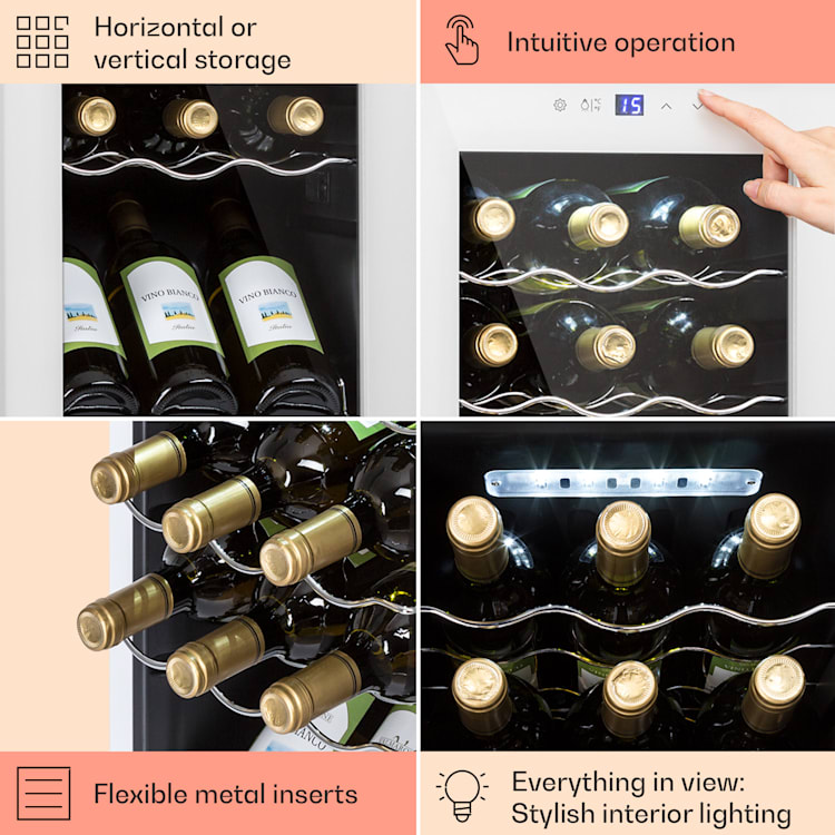 Shiraz 15 Slim Uno Weinkühlschrank 44l Touch-Bedienfeld 5-18°C 44 Liter / 15 Flaschen | Weiß
