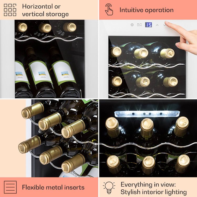 Shiraz 18 Slim Uno Weinkühlschrank 50l 18Fl Touch-Bedienfeld 5-18°C 50 Liter / 18 Flaschen | Weiß